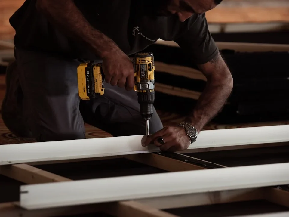 Door Frame Installation Worker Installing Door
